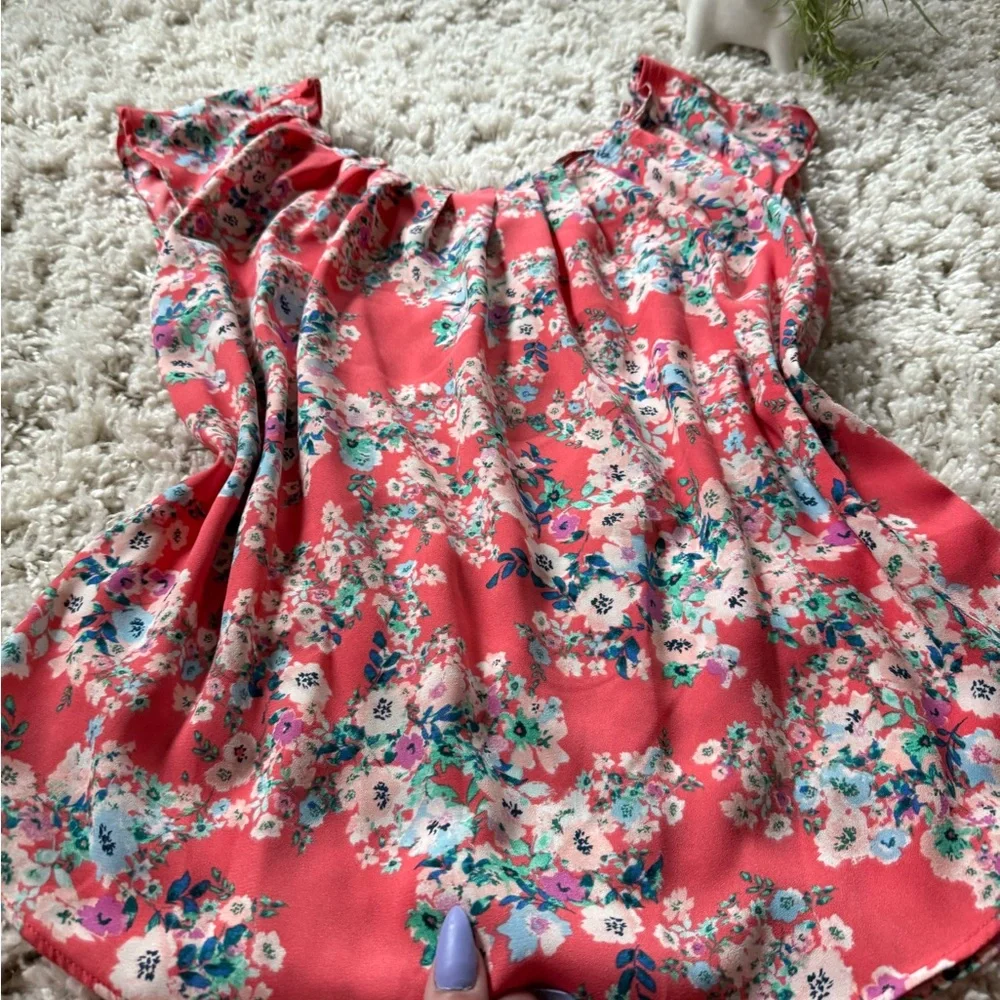 Multicolored Flutter Sleeve Ruffled Blouse - Picture 3 of 8